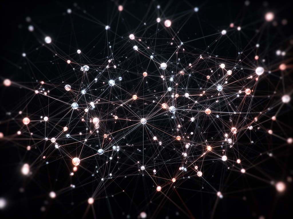 Abstract network of interconnected glowing nodes and lines on a dark background, representing the complex web of biological system interdependencies